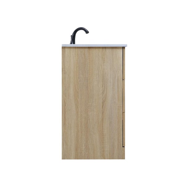 60 in W x 19 in. D x 34 in H Single Sink Bath Vanity in Mango Wood with Ivory White Engineered Marble Top