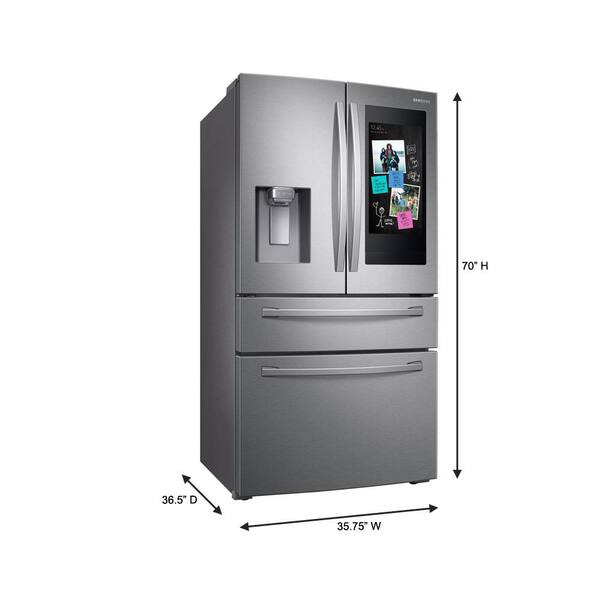 Samsung 27 7 Cu Ft Family Hub 4 Door French Door Smart Refrigerator In Fingerprint Resistant Stainless Steel Rf28r7551sr The Home Depot