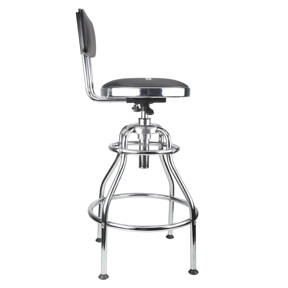 Black Adjustable Hydraulic Steel Work Stool with Vinyl Seat