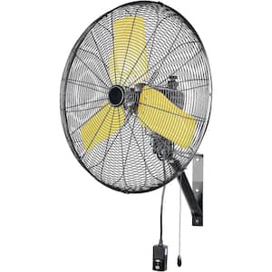 24 in. 3-Speed Oscillating High Velocity Indoor/Outdoor Yellow Wall Mount Fan with IP44 Enclosure Motor