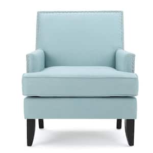 Tilla Studded Light Blue Fabric Club Chair