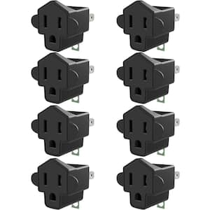 15 Amp Grounded 3-to-2 Prong Adapter with Fireproof, Black (8-Pack)