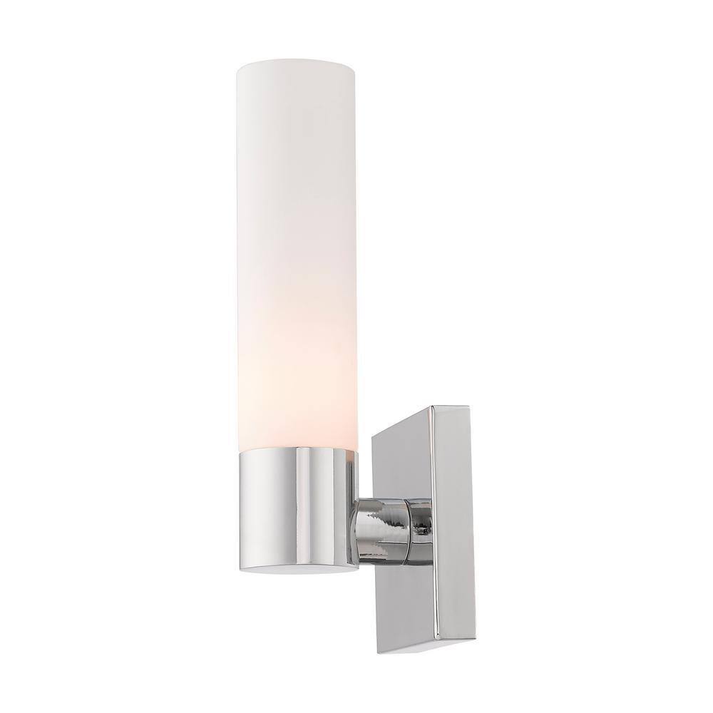 Aero Contemporary Chrome 1-Light Wall Sconce with Etched Opal Glass
