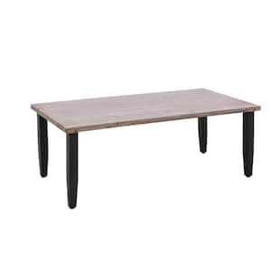 Outdoor Patio Brown Rectangular Metal Outdoor Coffee Table with Wood Grain Top (1-Pack)