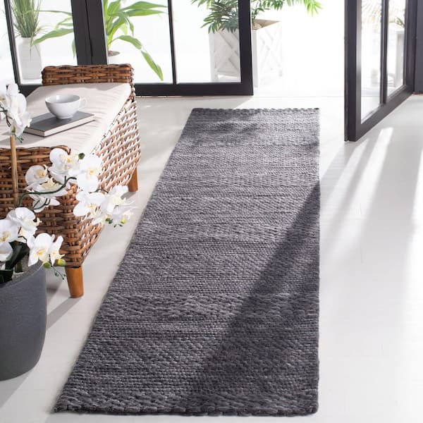 Marbella 2 ft. x 5 ft. Charcoal Striped Links Runner Rug