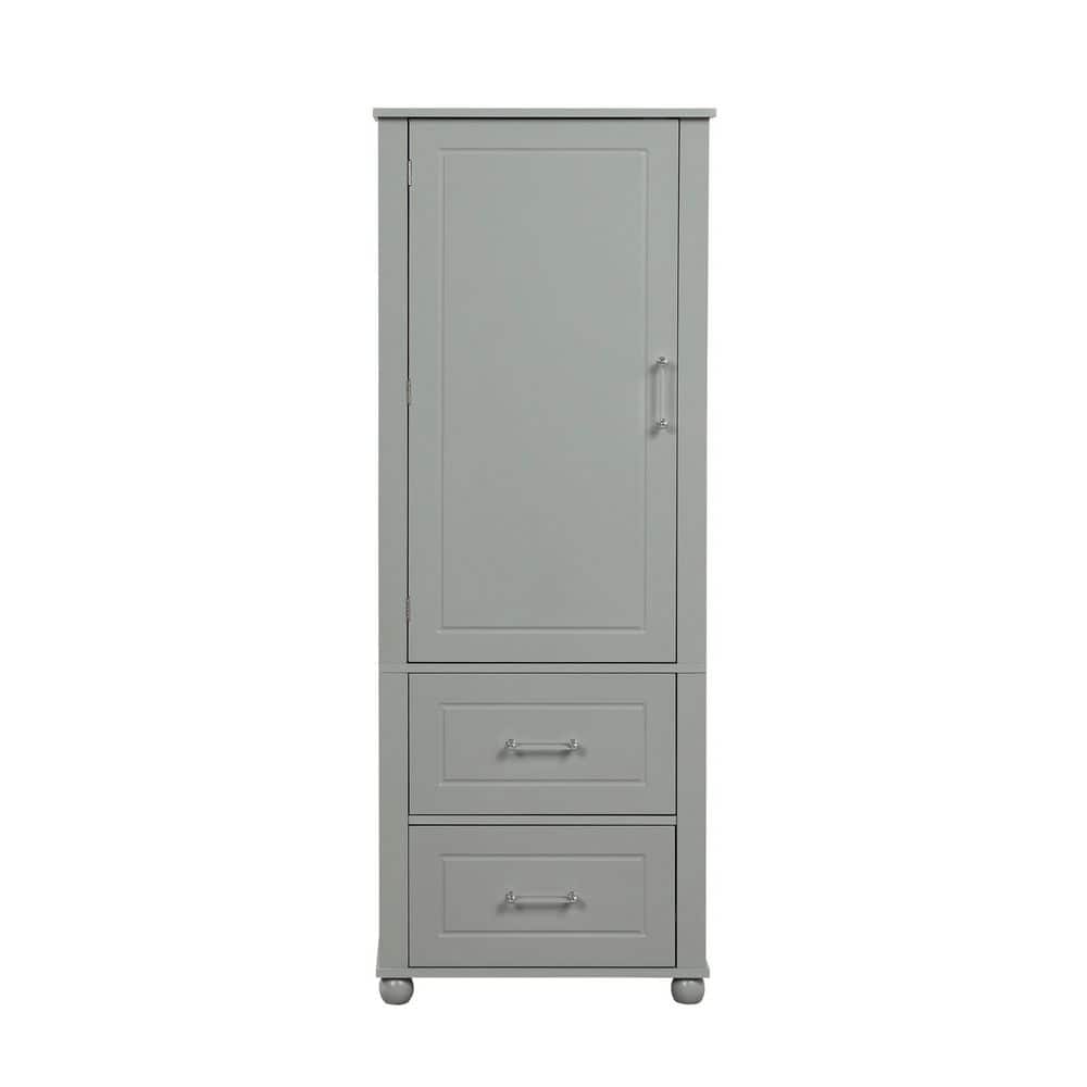 23 in. W x 15.9 in. D x 61.4 in. H Gray Linen Cabinet