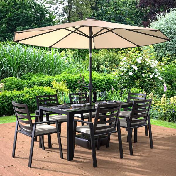 Leisuremod Chelsea MidCentury Modern 7Piece Outdoor Dining Set in