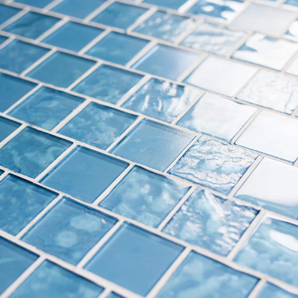 Landscape Blue Glossy Glass Mosaic Tile for Walls and Backsplashes