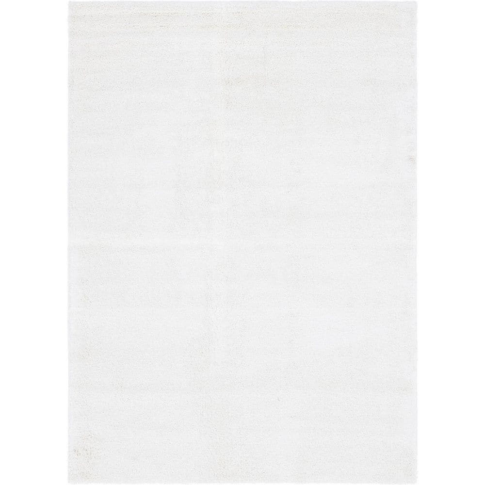White Polypropylene 4 ft. x 6 ft. Solid Color Indoor Area Rug