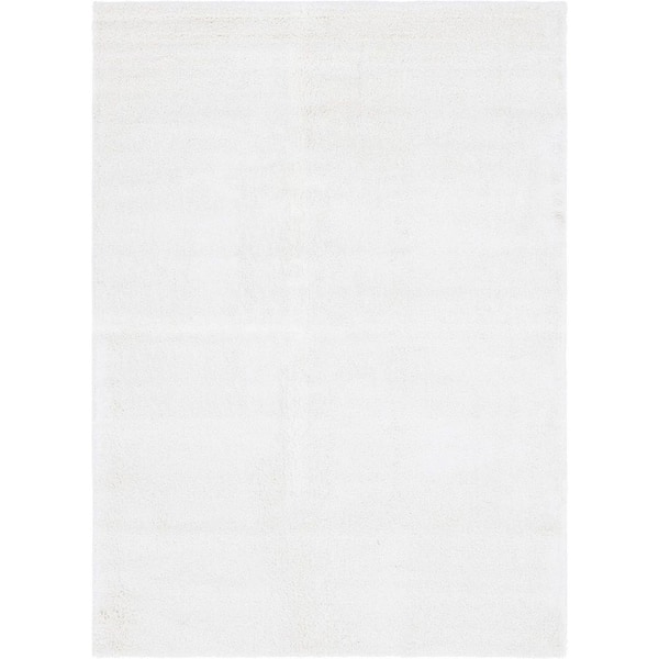 Unbranded White Polypropylene 4 ft. x 6 ft. Solid Color Indoor Area Rug