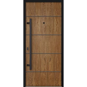 6683 36 in. x 80 in. Right-hand/Inswing Natural Oak Steel Prehung Front Door with Hardware
