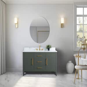 48 in. W x 22 in. D x 34 in. H Single Sink Bathroom Vanity Cabinet in Vintage Green with Engineered Marble Top