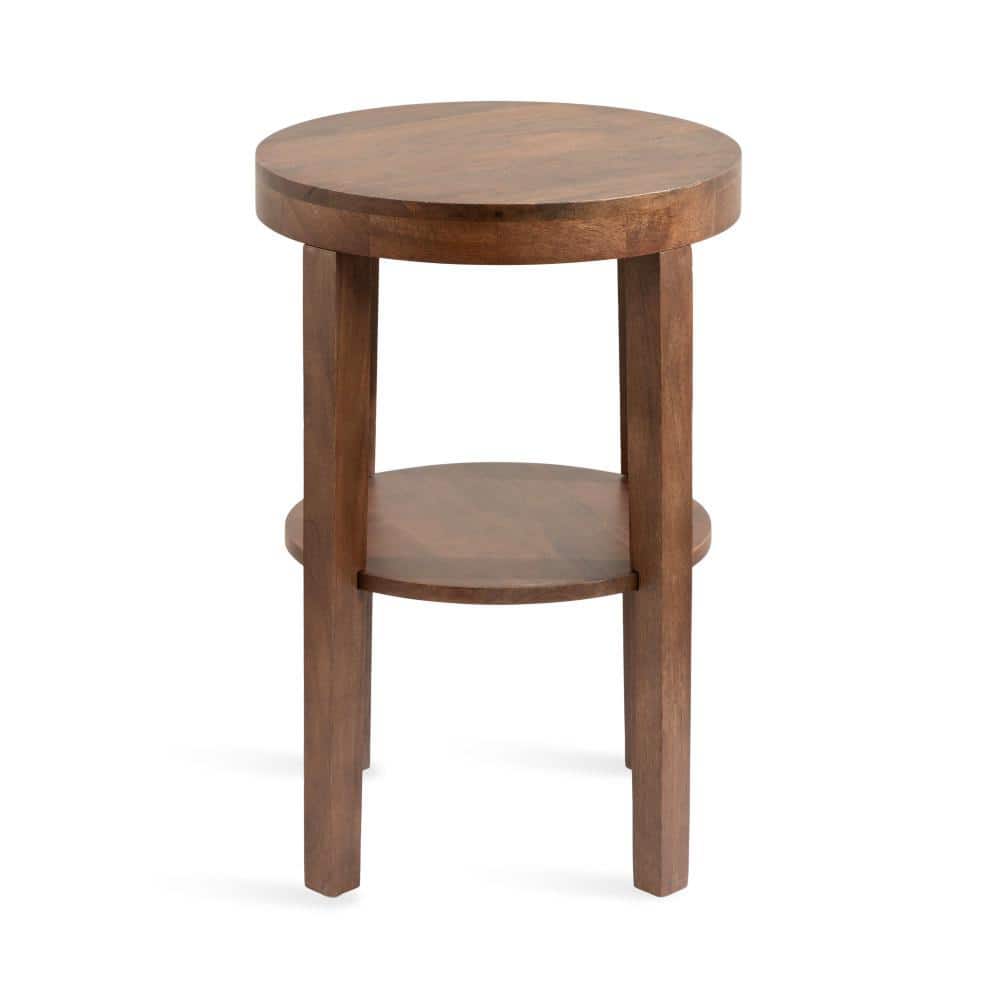 Talcott Round Walnut Brown Solid Mango Wood Side Table