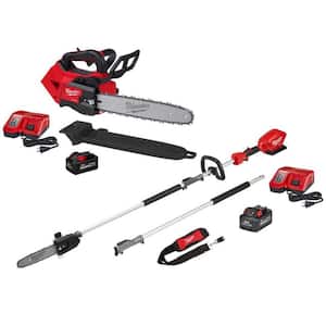 M18 FUEL 14 in. Top Handle 18V Lithium-Ion Brushless Cordless Chainsaw w/Pole Saw, (2) 8.0 Ah Battery, (2) Charger