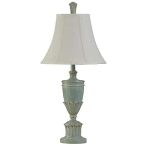 30 in. Cibali Blue Table Lamp with White Softback Fabric Shade