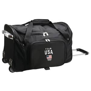 Olympics Team USA 22 in. Wheeled Duffel Nylon Bag in Black
