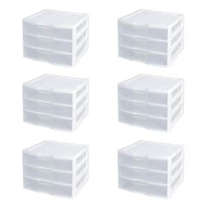 Wide Portable Countertop 3 Drawer Qt Desktop Storage Unit (6 Pack)