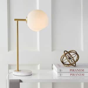 Charles 20.5 in. Gold/White Metal/Marble LED Table Lamp