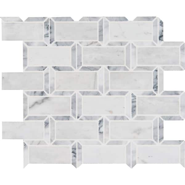 MSI Geometric Framework 12 in. x 13 in. x 0.38 in. Polished Marble Mesh-Mounted Floor and Wall Tile (1 sq. ft./Case)
