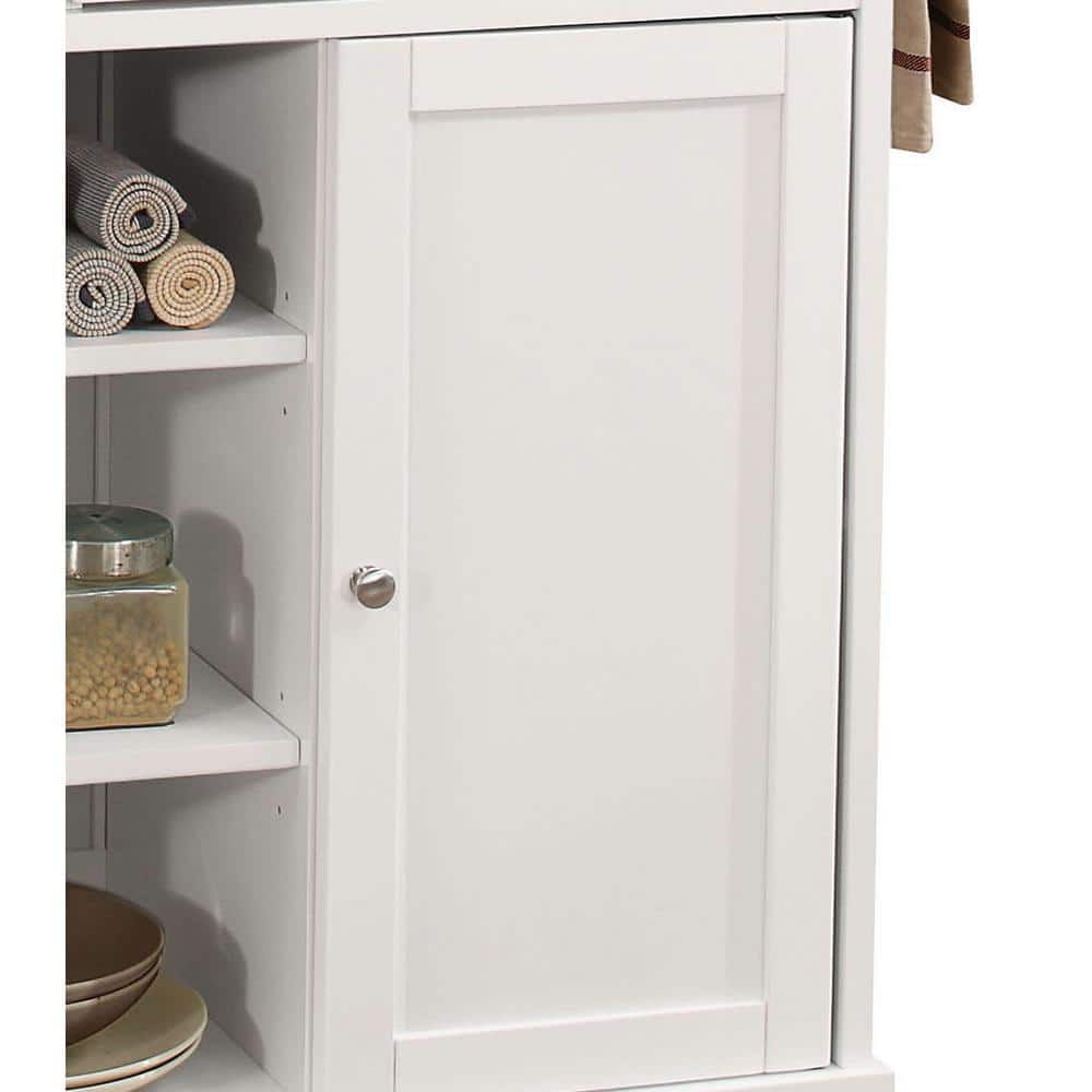 Charming Cottage-Style Natural & White Kitchen Cart with Wine Storage