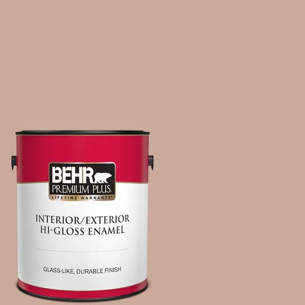 BEHR PREMIUM PLUS 1 gal. #ICC-97 Powdered Allspice Hi-Gloss Enamel Interior/Exterior Paint