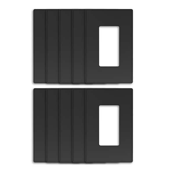 1-Gang Midsize Screwless Decorator/Rocker Wall Plate, Black (10-Pack)