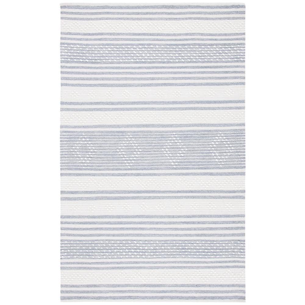 Bohemian Ivory Stripe Handwoven Kilim Area Rug - 5' x 8'