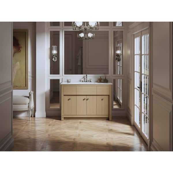 Alouette 48 in. Light Oak Bath Vanity Cabinet with Sink and Quartz Top