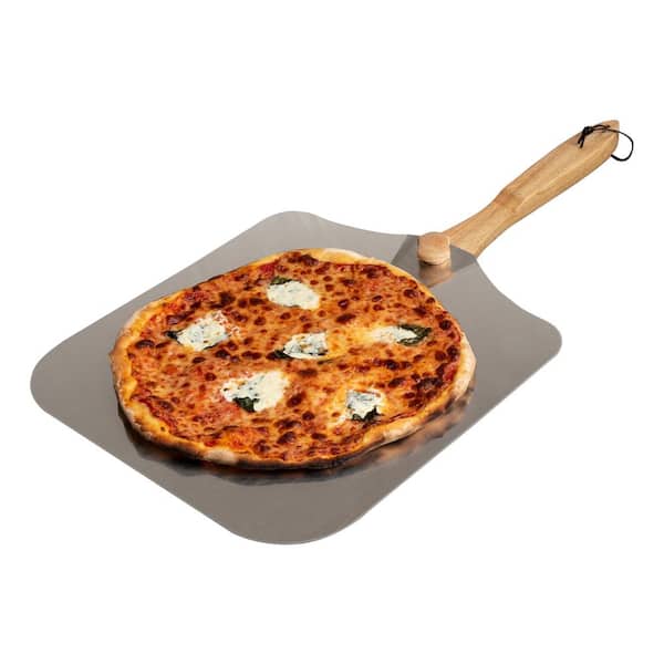 12 Inch Pizza Oven Peel Paddle with Folding Wooden Handle Lightweight Aluminium 