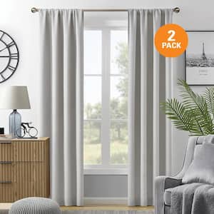Hayden Grey Embossed 38in. W x 84in. L Rod Pocket Blackout Curtain (Set of 2)