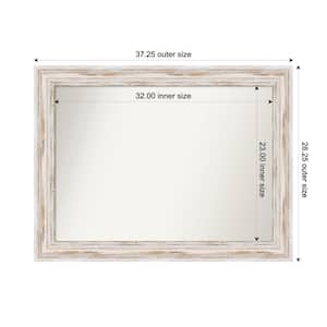 Alexandria Whitewash 37.25 in. x 28.25 in. Custom Non-Beveled Wood Framed Bathroom Vanity Wall Mirror