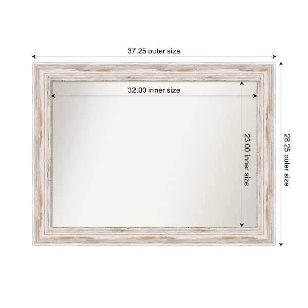 Amanti Art Alexandria Whitewash 37.25 in. x 28.25 in. Custom Non-Beveled Wood Framed Bathroom Vanity Wall Mirror