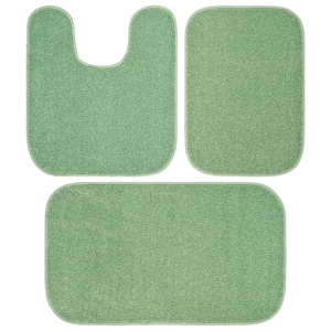Gramercy Deep Fern Green Solid Plush Rectangle 3-Piece (No Lid) Bath Rug Set