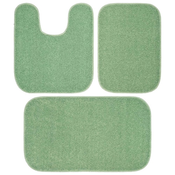 Garland Rug Gramercy Deep Fern Green Solid Plush Rectangle 3-Piece (No Lid) Bath Rug Set