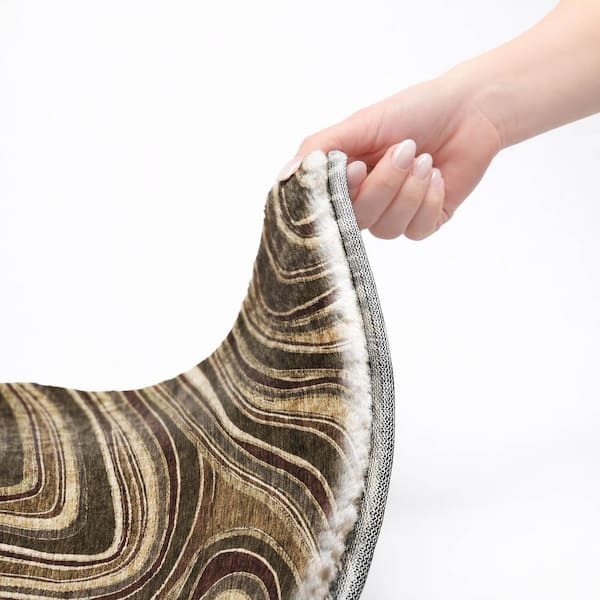 Dream Shag Premium Machine Washable Abstract ADS756 Fudge 9 ft. x 12 ft. Area Rug