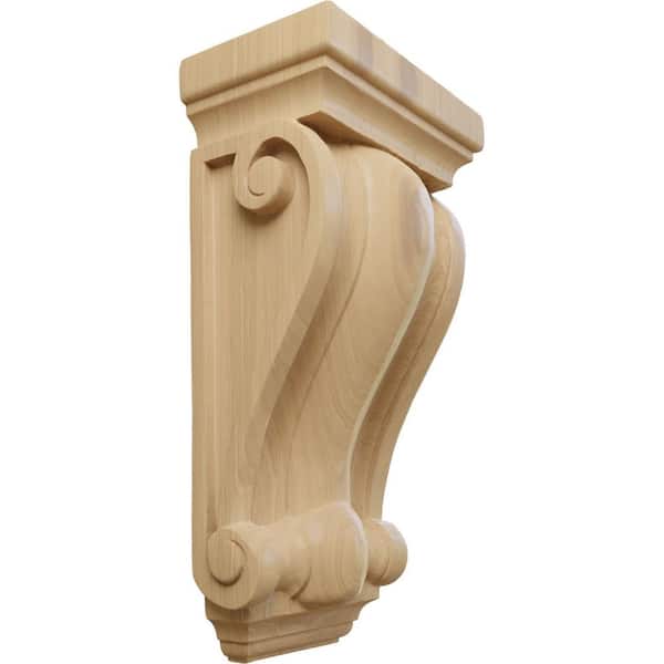 Ekena Millwork 4-1/2 in. x 7-1/2 in. x 14 in. Unfinished Wood Cherry Cole Pilaster Wood Corbel