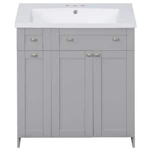 Aoibox 30 in. W White Bathroom Vanity with Single Sink, Combo Cabinet Undermount Sink, Bathroom Storage Cabinet Vanities