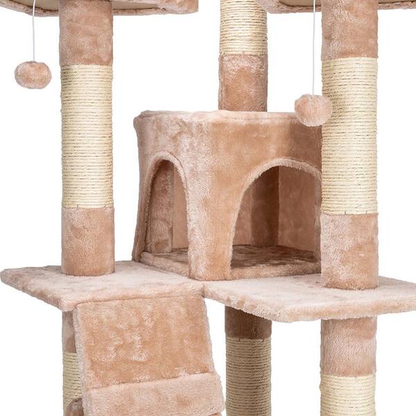 52" Cat Tree Tower Condo Play House Pet Scratch Post Kitten Furniture 2 Color 