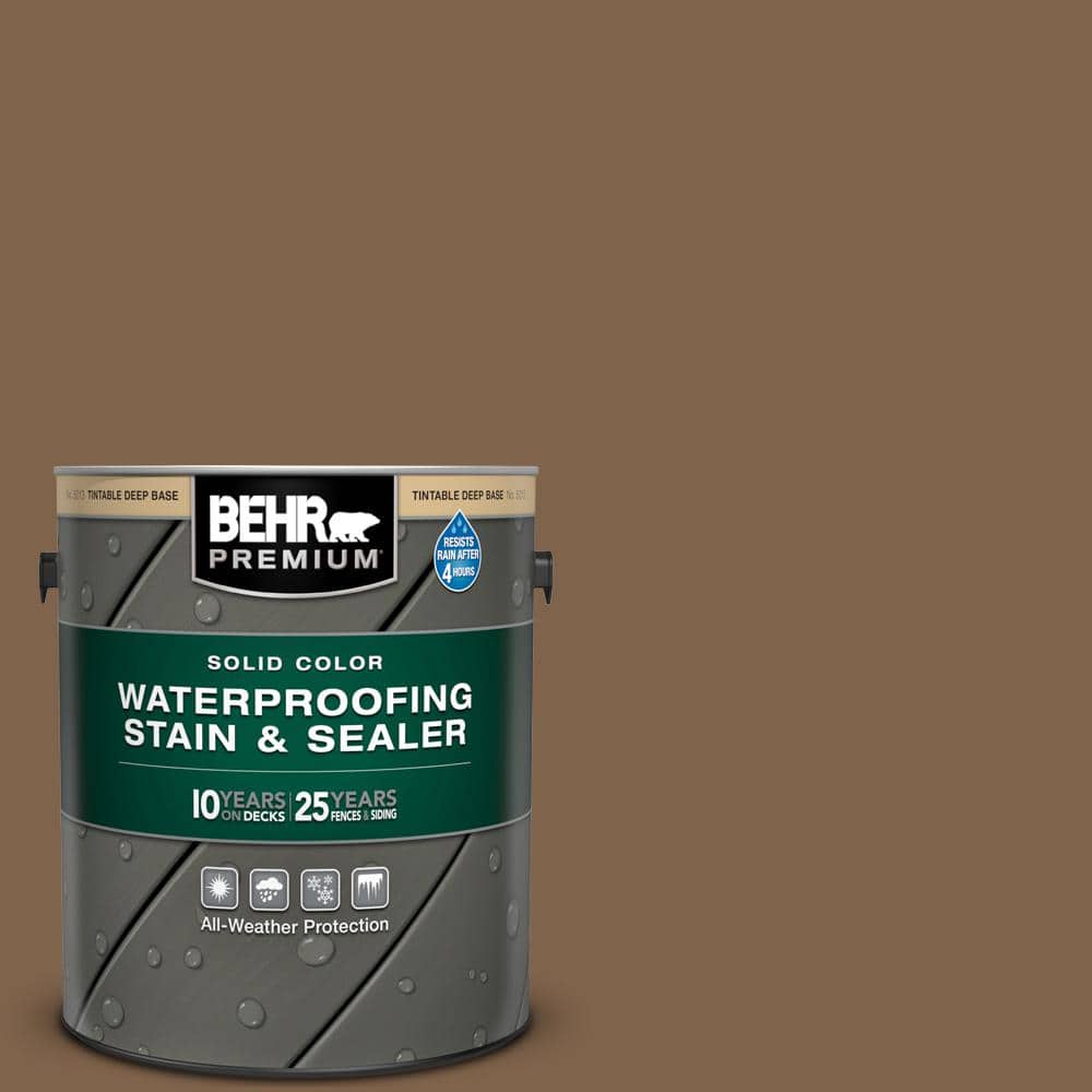 BEHR PREMIUM 1 gal. #SC-109 Wrangler Brown Solid Color Waterproofing  Exterior Wood Stain and Sealer 501301 - The Home Depot