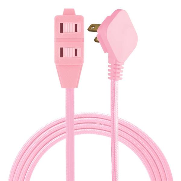 Cordinate 8 ft. 3 Polarized Outlet Basic Extension Cord, Light Pink