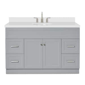 Hamlet 55 in. W x 22 in. D x 36 in. H Bath Vanity in Grey with Pure White Quartz Top