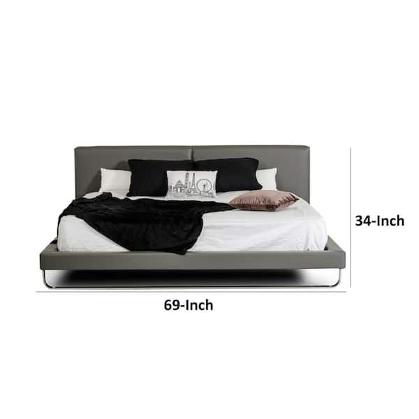 Benjara Zio Gray Wood Frame King Size Platform Bed with