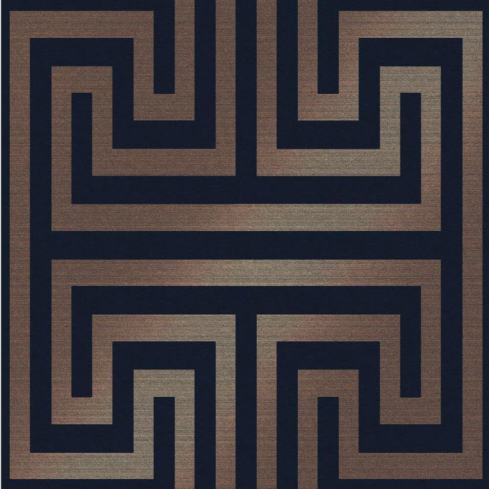 Metallic Greek Key Navy and Gold Removable Wallpaper