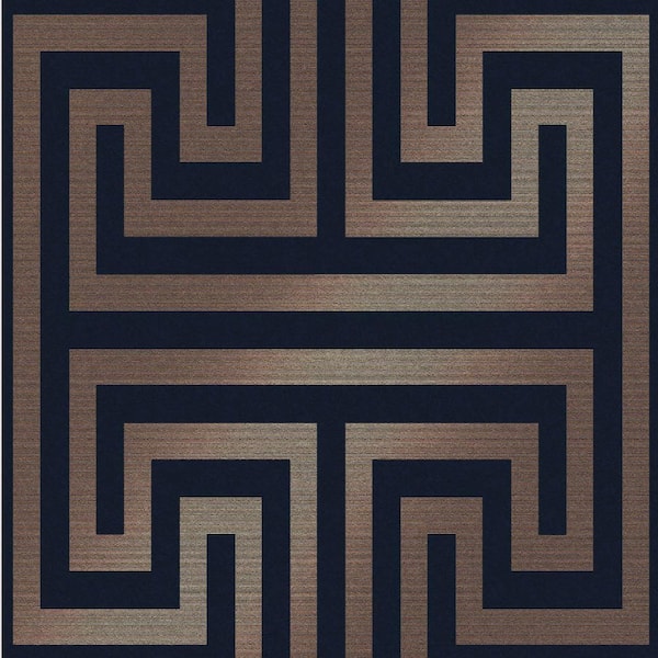 Graham & Brown NEXT Metallic Greek Key Navy Wallpaper