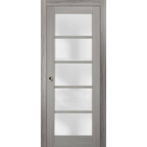 Sartodoors 4002 18 in. x 96 in. Single Panel Gray Finished Solid MDF Sliding Door with Pocket Hardware