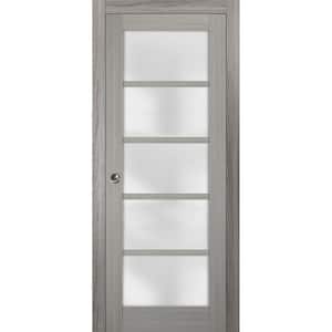 4002 24 in. x 80 in. Single Panel Gray Finished Solid MDF Sliding Door with Pocket Hardware