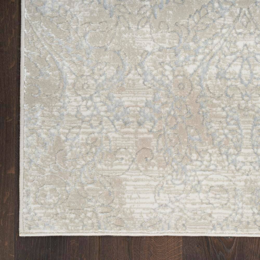 Iliana Beige Grey 4' x 6' Synthetic Damask Area Rug