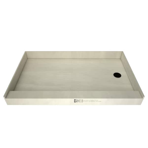 Tile Redi Redi Base 48 in. L x 32 in. W Single Threshold Alcove Shower Pan Base with Right Drain and Matte Black Drain Plate