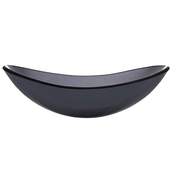 Eden Bath Canoe Glass Vessel Sink in Charcoal Gray