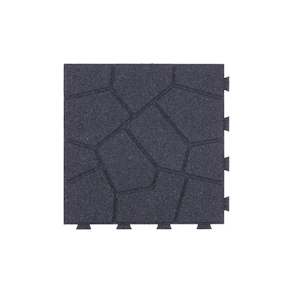 16 in. x 16 in. x 5/8 in. Gray Stone SmartLoc Rubber Paver (75-Pack)